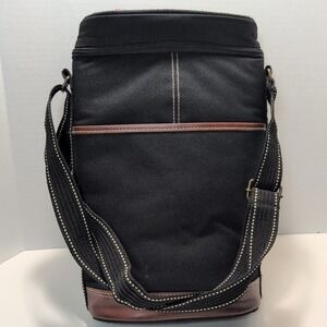 Picnic at Ascot 2‎ Wine Bottle Cooler with Cork & Bottle Opener Black & Leather